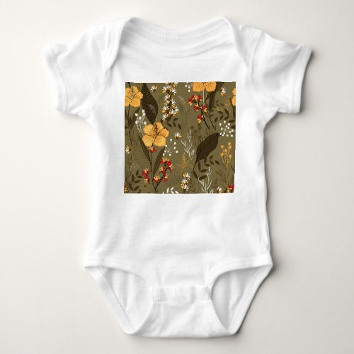 Tropical Blooms Exotic Seamless Pattern Baby Bodysuit