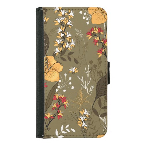 Tropical Blooms Exotic Seamless Pattern Samsung Galaxy S5 Wallet Case