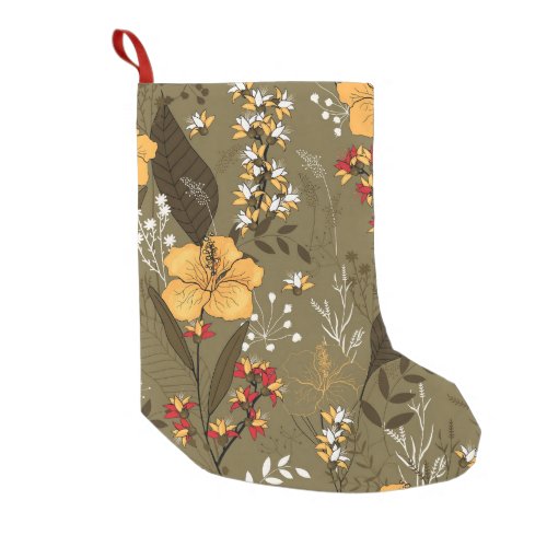 Tropical Blooms Exotic Seamless Pattern Small Christmas Stocking