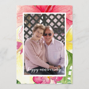 Tropical Blooms Photo 50th Wedding Anniversary Invitation