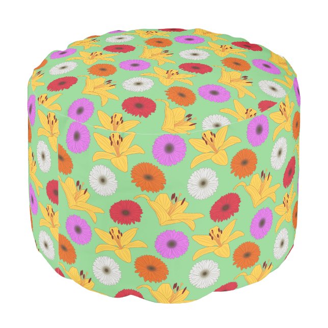 Tropical Blossom Pouf (Angled Back)