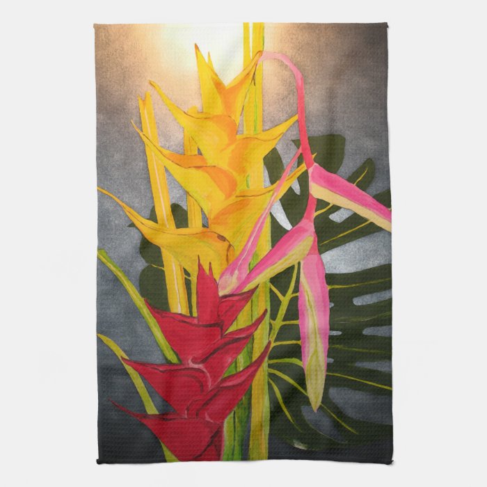 Tropical Blossums Acrylic Painting Kitchen Towels