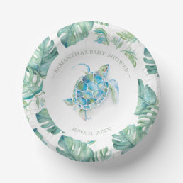 Tropical Blue and Green Sea Turtle Baby Shower Paper Bowls
