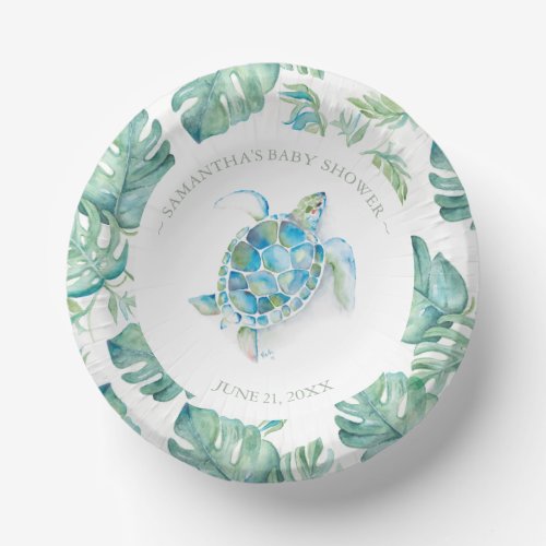 Tropical Blue and Green Sea Turtle Baby Shower Paper Bowls