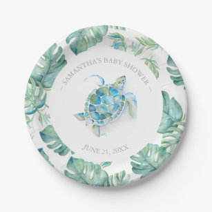 Turtle Green Animal 1st Birthday Party Favor Gift Plastic Melamine Shaped Plate