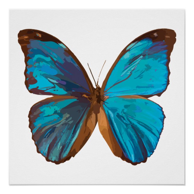 Tropical Blue and Turquoise Gem Butterfly Poster (Front)