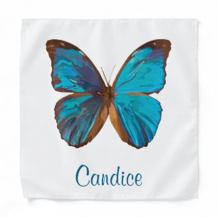 Tropical Blue and Turquoise Gem Colored Butterfly Bandana