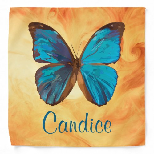 Tropical Blue and Turquoise Gem Colored Butterfly Bandana