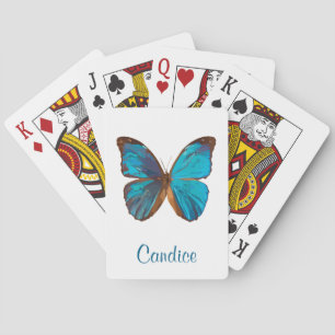 Tropical Blue and Turquoise Gem Colored Butterfly Poker Cards