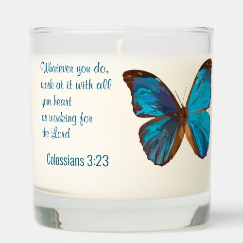 Tropical Blue and Turquoise Gem Colored Butterfly Scented Candle