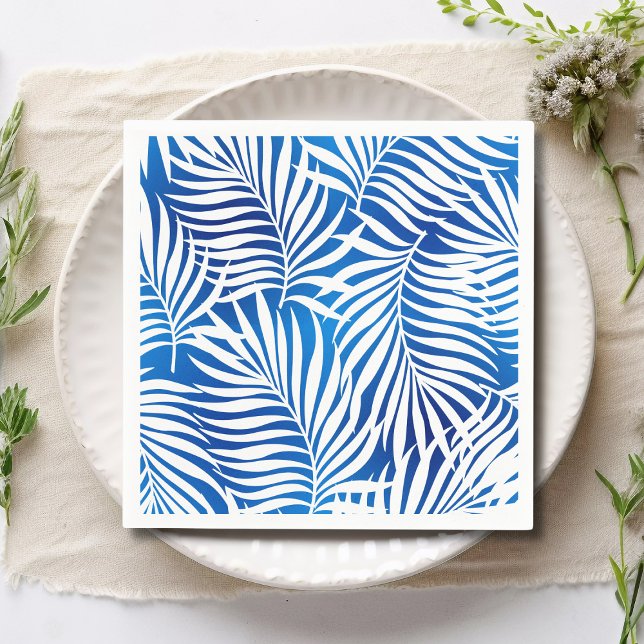 Tropical Blue And White Foliage | Floral Napkins (Creator Uploaded)