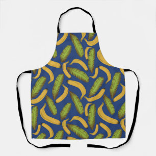 Tropical Blue Banana Leaf Pattern Apron