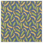 Tropical Blue Banana Leaf Pattern Fabric