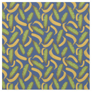 Tropical Blue Banana Leaf Pattern Fabric