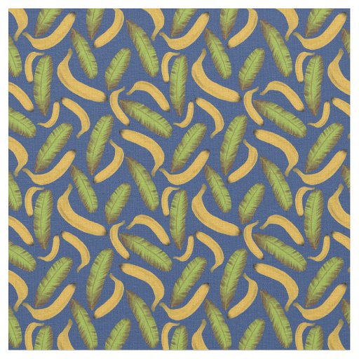 Tropical Blue Banana Leaf Pattern Fabric