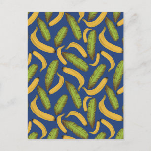 Tropical Blue Banana Leaf Pattern Postcard