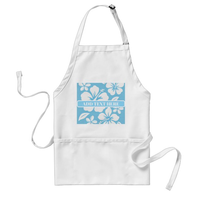 Tropical Blue Beach Flowers Adult Apron (Front)