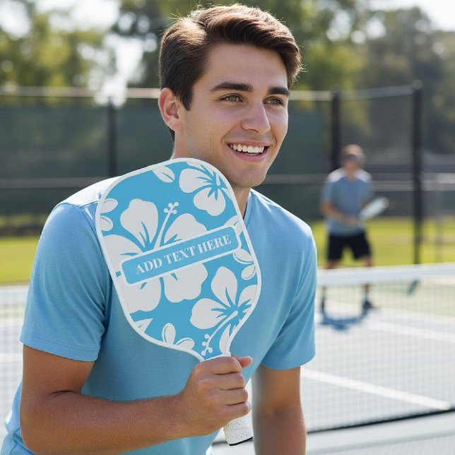 Tropical Blue Beach Flowers Carbon Fiber Pickleball Paddle (Creator Uploaded)