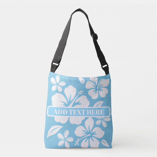 Tropical Blue Beach Flowers Crossbody Bag (Front)