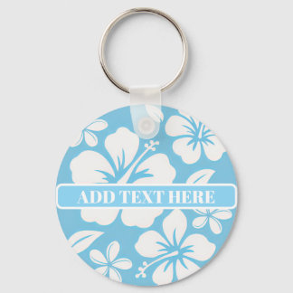Tropical Blue Beach Flowers Keychain