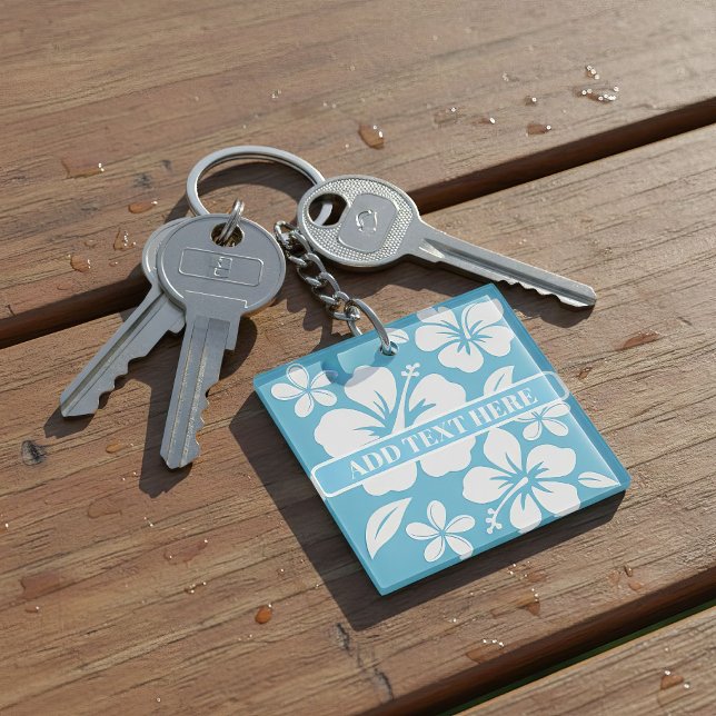Tropical Blue Beach Flowers Keychain (Creator Uploaded)