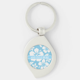 Tropical Blue Beach Flowers Keychain