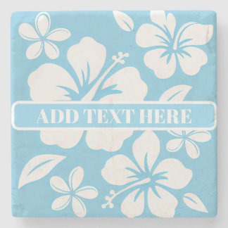Tropical Blue Beach Flowers Stone Coaster
