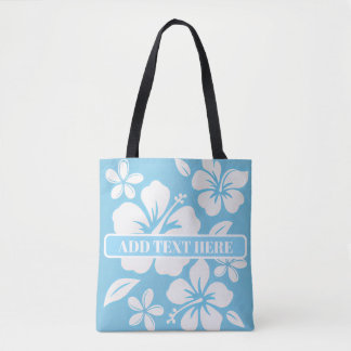 Tropical Blue Beach Flowers Tote Bag