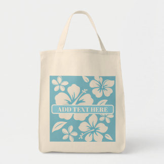 Tropical Blue Beach Flowers Tote Bag