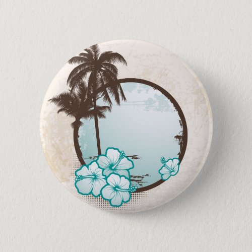 Tropical blue circle pinback button