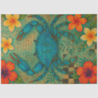 Tropical Blue Crab Decoupage Paper – Coastal