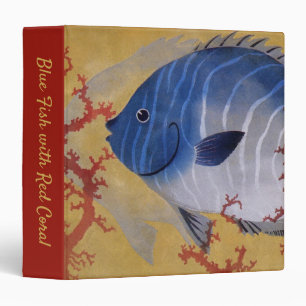 Tropical Blue Fish Vintage Coral Marine Ocean Life 3 Ring Binder