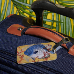 Tropical Blue Fish Vintage Coral Marine Ocean Life Luggage Tag