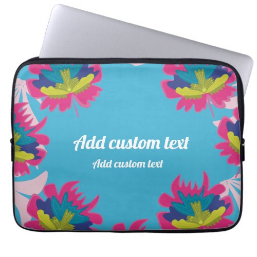 Tropical blue floral colorful for birthday custom  laptop sleeve