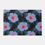 Tropical blue hibiscus dark base doormat