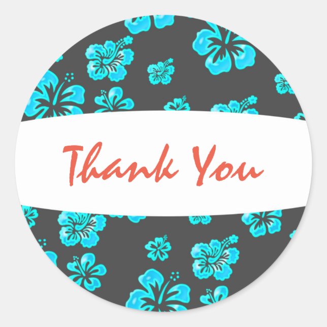 Tropical Blue Hibiscus Flower Floral Sticker (Front)