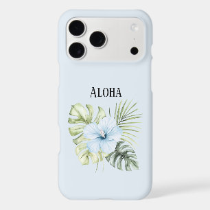 Tropical Blue Hibiscus Flower Leaves Aloha iPhone 17 Pro Max Case