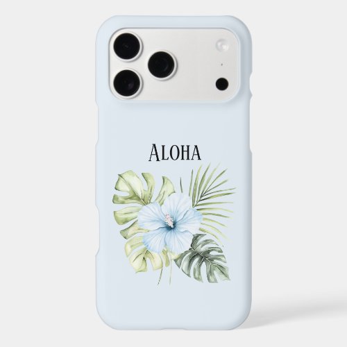 Tropical Blue Hibiscus Flower Leaves Aloha iPhone 17 Pro Max Case