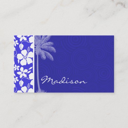 Tropical Blue Hibiscus; Palm Business Cards