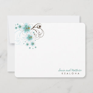 Tropical Blue Hibiscus Wedding Thank You Note Card