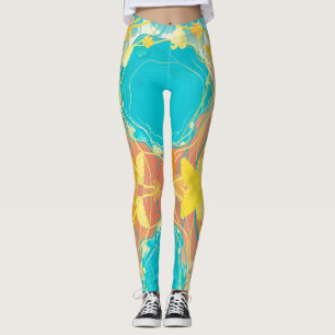 Tropical Blue Lagoon Botanical Leggings