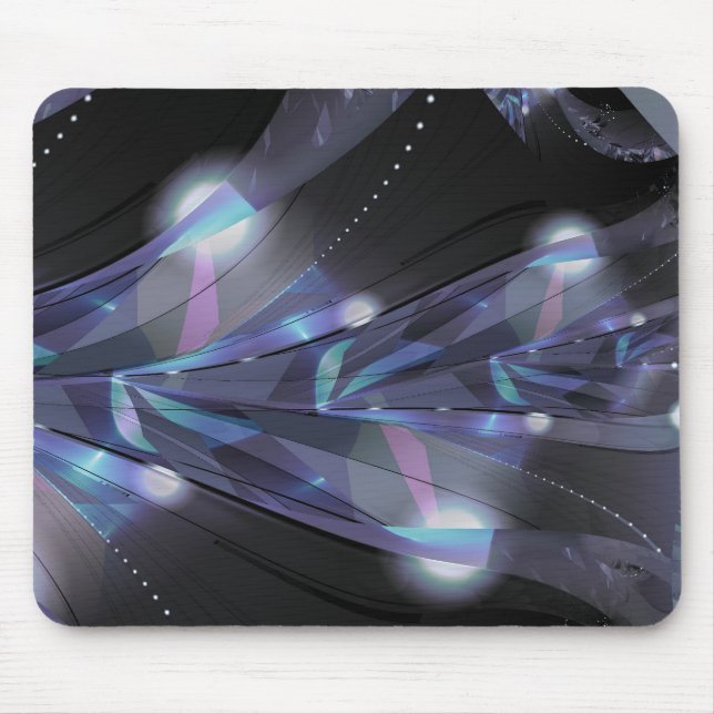 Tropical Blue Leaves Cast in Mirrored Lights Mouse Pad (Front)