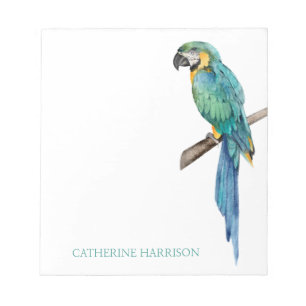 Tropical Blue Macaw Personalized Notepad