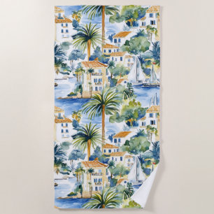 Tropical Blue Mediterranean Beach Towel
