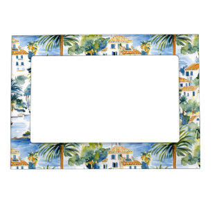 Tropical Blue Mediterranean Wedding Magnetic Frame