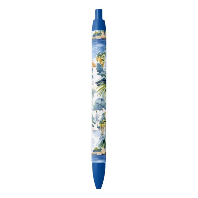 Tropical Blue Mediterranean Wedding Pen (Front Vertical)