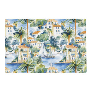 Tropical Blue Mediterranean Wedding Placemat