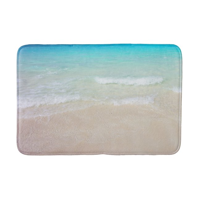 Tropical Blue Ocean and Beach Sand Bath Mat (Front)