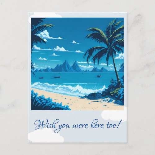 Tropical Blue Ocean Beach Customizable Postcard