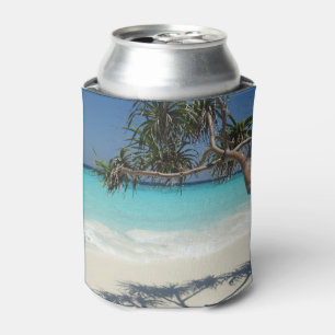 Tropical Blue Ocean Beach Scene Photo Can Cooler